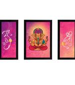 eCraftIndia Set of 3 Lord Ganesha Satin Matt Texture UV Art Painting