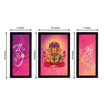 eCraftIndia Set of 3 Lord Ganesha Satin Matt Texture UV Art Painting 4