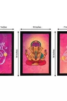 eCraftIndia Set of 3 Lord Ganesha Satin Matt Texture UV Art Painting