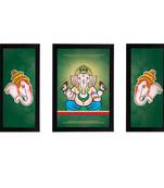 eCraftIndia Set of 3 Lord Ganesha Satin Matt Texture UV Art Painting