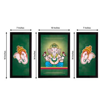 eCraftIndia Set of 3 Lord Ganesha Satin Matt Texture UV Art Painting 4