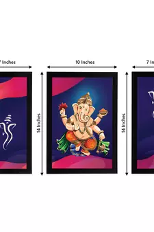 eCraftIndia Set of 3 Lord Ganesha Satin Matt Texture UV Art Painting
