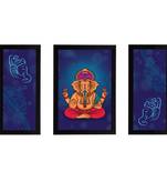 eCraftIndia Set of 3 Lord Ganesha Satin Matt Texture UV Art Painting