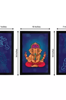 eCraftIndia Set of 3 Lord Ganesha Satin Matt Texture UV Art Painting