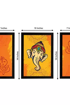 eCraftIndia Set of 3 Lord Ganesha Satin Matt Texture UV Art Painting
