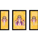 eCraftIndia Set of 3 Lord Ganesha Satin Matt Texture UV Art Painting