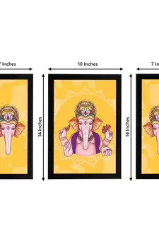 eCraftIndia Set of 3 Lord Ganesha Satin Matt Texture UV Art Painting