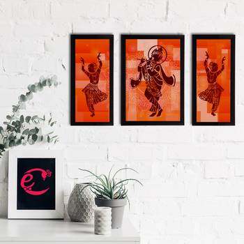 eCraftIndia Set of 3 Lord Krishna Satin Matt Texture UV Art Painting 2
