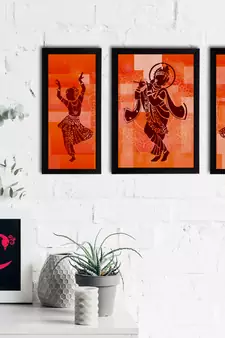 eCraftIndia Set of 3 Lord Krishna Satin Matt Texture UV Art Painting