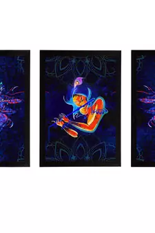 eCraftIndia Set of 3 Lord Krishna Satin Matt Texture UV Art Painting