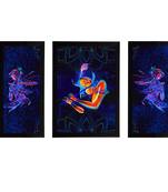 eCraftIndia Set of 3 Lord Krishna Satin Matt Texture UV Art Painting