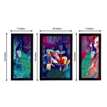 eCraftIndia Set of 3 Lord Krishna Satin Matt Texture UV Art Painting 2