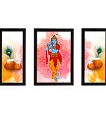 eCraftIndia Set of 3 Lord Krishna Satin Matt Texture UV Art Painting