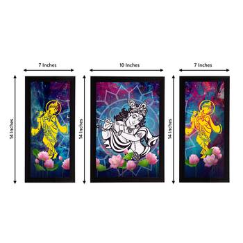 eCraftIndia Set of 3 Lord Krishna Satin Matt Texture UV Art Painting 2