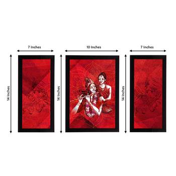 eCraftIndia Set of 3 Radha Krishna Satin Matt Texture UV Art Painting 2