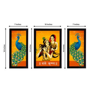 eCraftIndia Set of 3 Radha Krishna Satin Matt Texture UV Art Painting 2