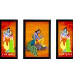 eCraftIndia Set of 3 Radha Krishna Satin Matt Texture UV Art Painting