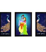 eCraftIndia Set of 3 Radha Krishna Satin Matt Texture UV Art Painting