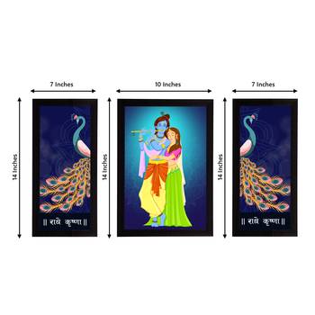 eCraftIndia Set of 3 Radha Krishna Satin Matt Texture UV Art Painting 3