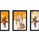 eCraftIndia Set of 3 Radha Krishna Satin Matt Texture UV Art Painting