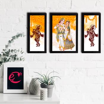 eCraftIndia Set of 3 Radha Krishna Satin Matt Texture UV Art Painting 2