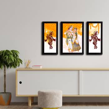 eCraftIndia Set of 3 Radha Krishna Satin Matt Texture UV Art Painting 3