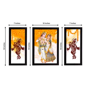 eCraftIndia Set of 3 Radha Krishna Satin Matt Texture UV Art Painting 4