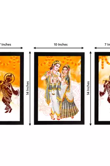 eCraftIndia Set of 3 Radha Krishna Satin Matt Texture UV Art Painting