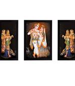 eCraftIndia Set of 3 Radha Krishna Satin Matt Texture UV Art Painting