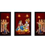eCraftIndia Set of 3 Radha Krishna Satin Matt Texture UV Art Painting