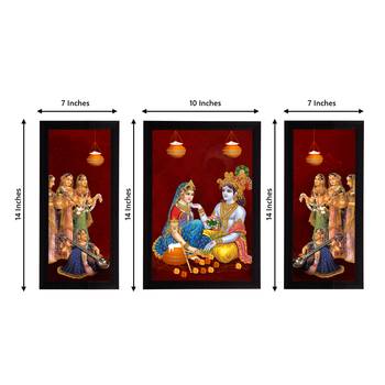 eCraftIndia Set of 3 Radha Krishna Satin Matt Texture UV Art Painting 4