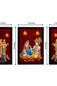 eCraftIndia Set of 3 Radha Krishna Satin Matt Texture UV Art Painting