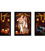 eCraftIndia Set of 3 Radha Krishna Satin Matt Texture UV Art Painting