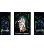 eCraftIndia Set of 3 Radha Krishna Satin Matt Texture UV Art Painting
