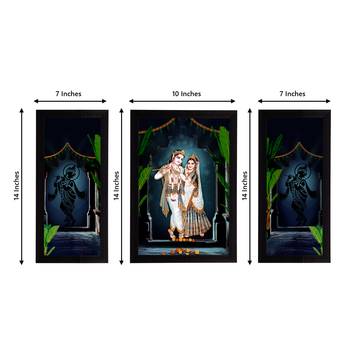 eCraftIndia Set of 3 Radha Krishna Satin Matt Texture UV Art Painting 4