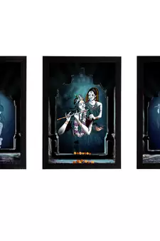 eCraftIndia Set of 3 Radha Krishna Satin Matt Texture UV Art Painting