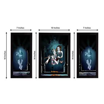 eCraftIndia Set of 3 Radha Krishna Satin Matt Texture UV Art Painting 4