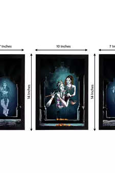 eCraftIndia Set of 3 Radha Krishna Satin Matt Texture UV Art Painting