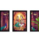 eCraftIndia Set of 3 Radha Krishna Satin Matt Texture UV Art Painting