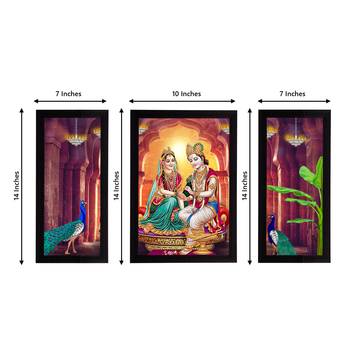 eCraftIndia Set of 3 Radha Krishna Satin Matt Texture UV Art Painting 4