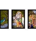 eCraftIndia Set of 3 Radha Krishna Satin Matt Texture UV Art Painting