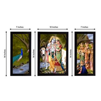 eCraftIndia Set of 3 Radha Krishna Satin Matt Texture UV Art Painting 4