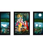 eCraftIndia Set of 3 Radha Krishna Satin Matt Texture UV Art Painting