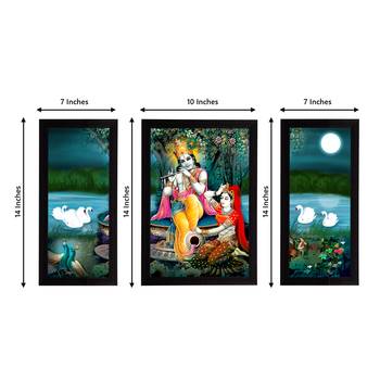 eCraftIndia Set of 3 Radha Krishna Satin Matt Texture UV Art Painting 4