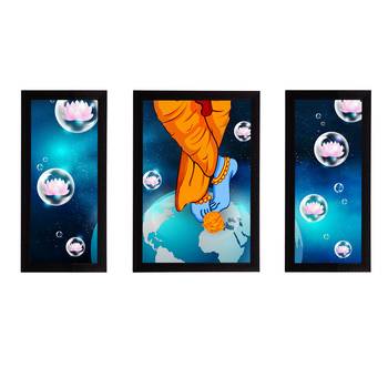 eCraftIndia Set of 3 Lord Krishna Satin Matt Texture UV Art Painting 1