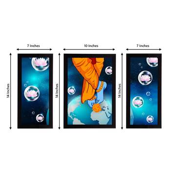 eCraftIndia Set of 3 Lord Krishna Satin Matt Texture UV Art Painting 4