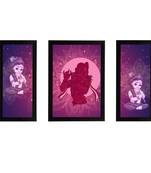 eCraftIndia Set of 3 Lord Krishna Satin Matt Texture UV Art Painting