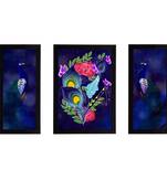 eCraftIndia Set of 3 Lord Krishna Satin Matt Texture UV Art Painting