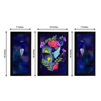 eCraftIndia Set of 3 Lord Krishna Satin Matt Texture UV Art Painting 4