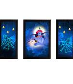 eCraftIndia Set of 3 Lord Krishna Satin Matt Texture UV Art Painting